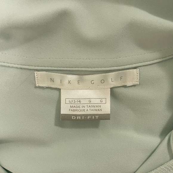 Nike Golf Mint Green Long Sleeve Collared V Neck Dri Fit Shirt Large Stretch - Picture 6 of 8